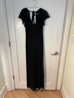 ASOS Black Flutter-Sleeve Jumpsuit with Tie Back